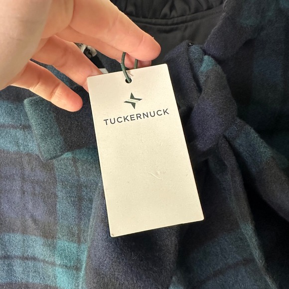 Tuckernuck Blackwatch Plaid Faye Blouse Women Small Navy Blue Wool Cottage NWT - Picture 5 of 6